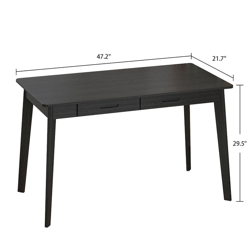 Bureau de 120 cm avec pieds en bois massif – Chêne / Marron / Blanc et chêne / Noyer noir, Pour 1 personne