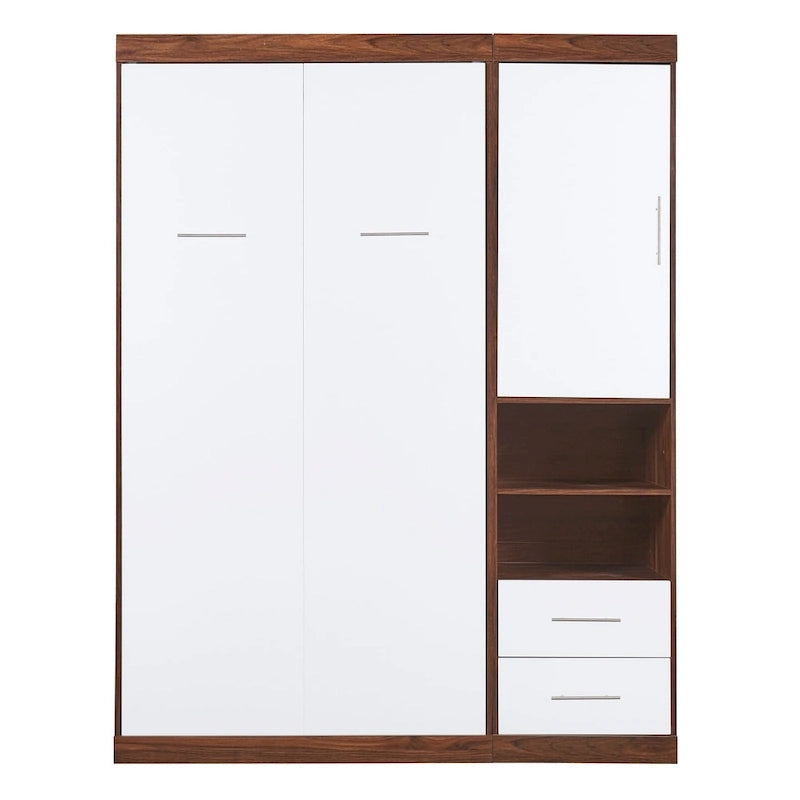 Lit escamotable mural blanc une place avec armoire latérale – Simple