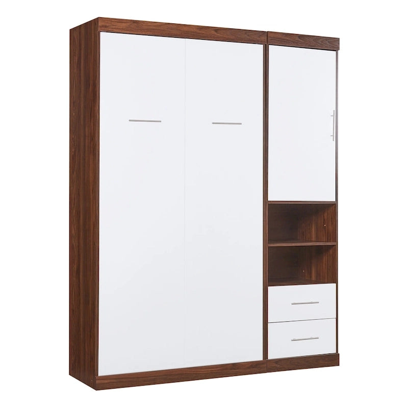 Lit escamotable mural blanc une place avec armoire latérale – Simple