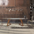 Table à manger extensible en noyer avec plateau en verre – Pour 10 personnes, 160–240 cm