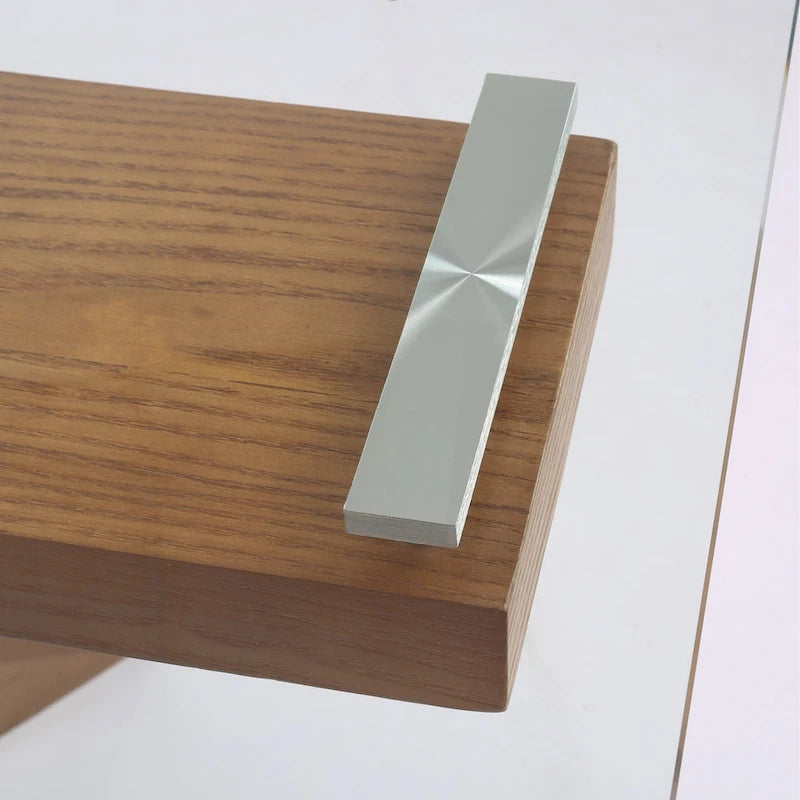Table à manger extensible en noyer avec plateau en verre – Pour 10 personnes, 160–240 cm