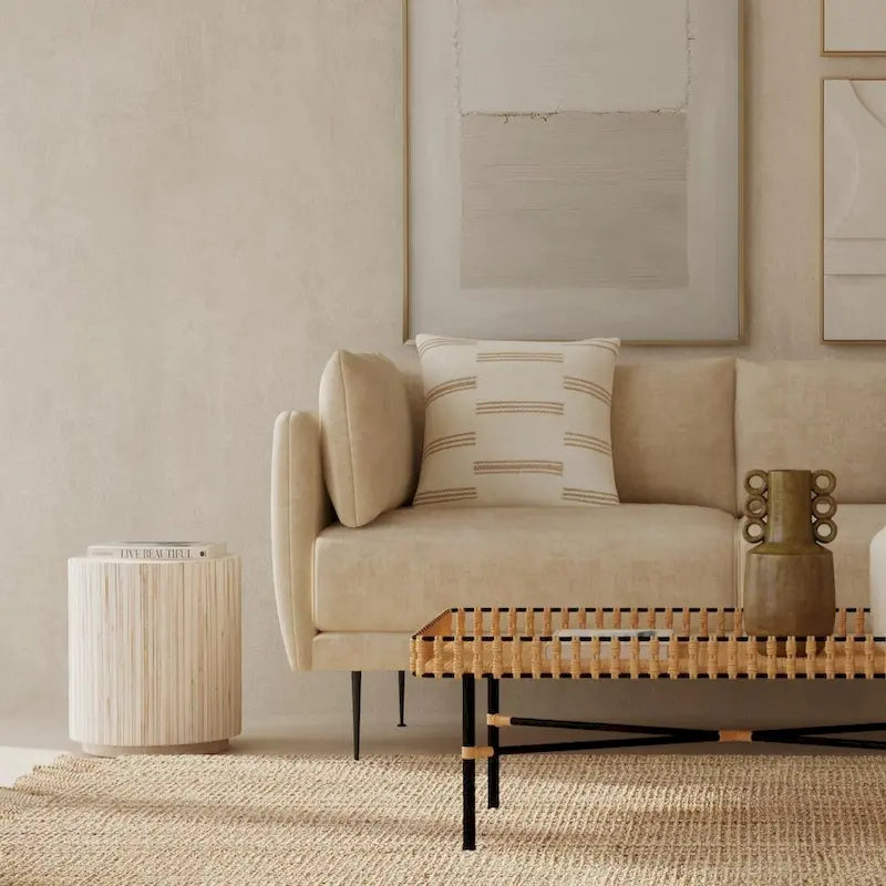 Table d'appoint ronde en planches de teck vieillies blanches – Une seule