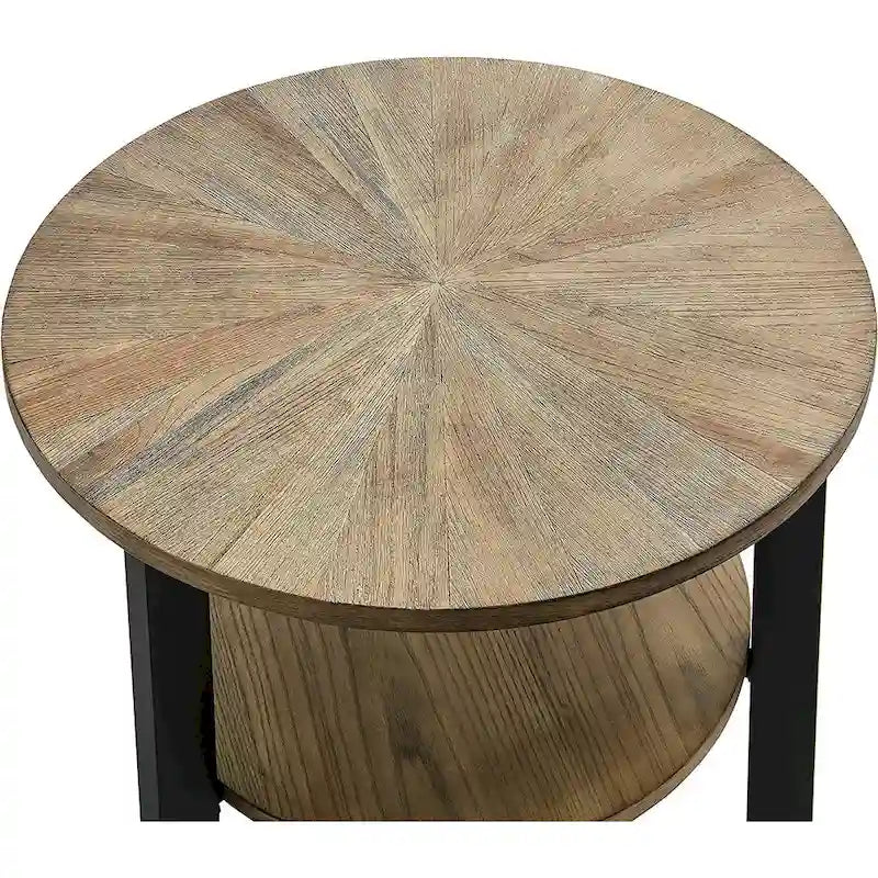 Table d'appoint à deux niveaux - Noir / Marron / Beige, simple