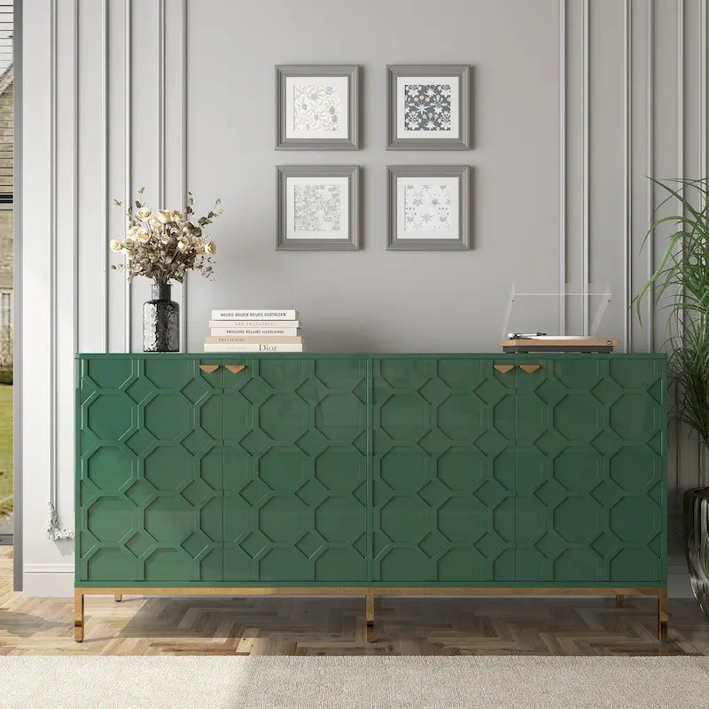 Meuble TV et buffet alvéolaire haute brillance noir / vert / blanc / bleu – Simple