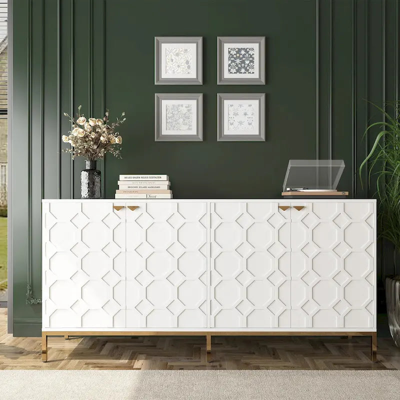 Meuble TV et buffet alvéolaire haute brillance noir / vert / blanc / bleu – Simple