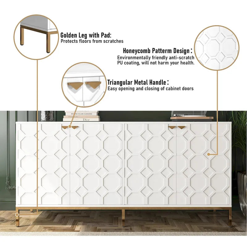 Meuble TV et buffet alvéolaire haute brillance noir / vert / blanc / bleu – Simple