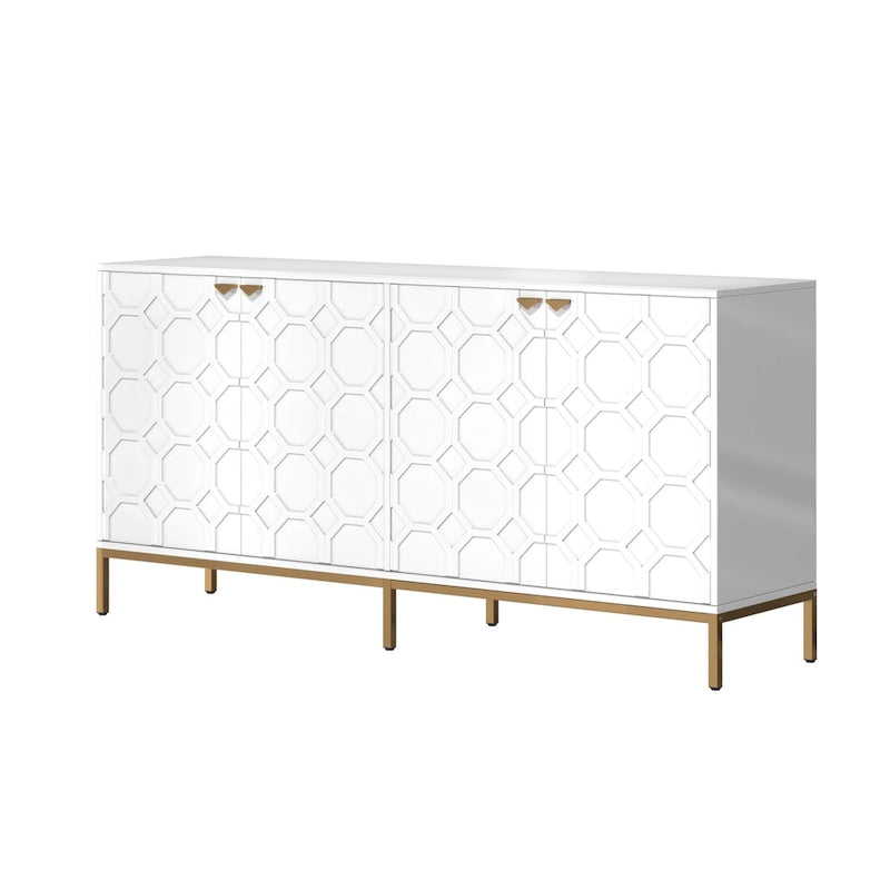 Meuble TV et buffet alvéolaire haute brillance noir / vert / blanc / bleu – Simple