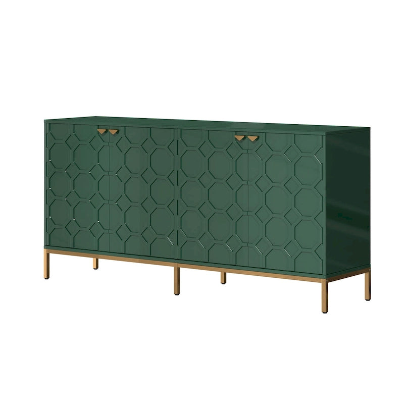 Meuble TV et buffet alvéolaire haute brillance noir / vert / blanc / bleu – Simple