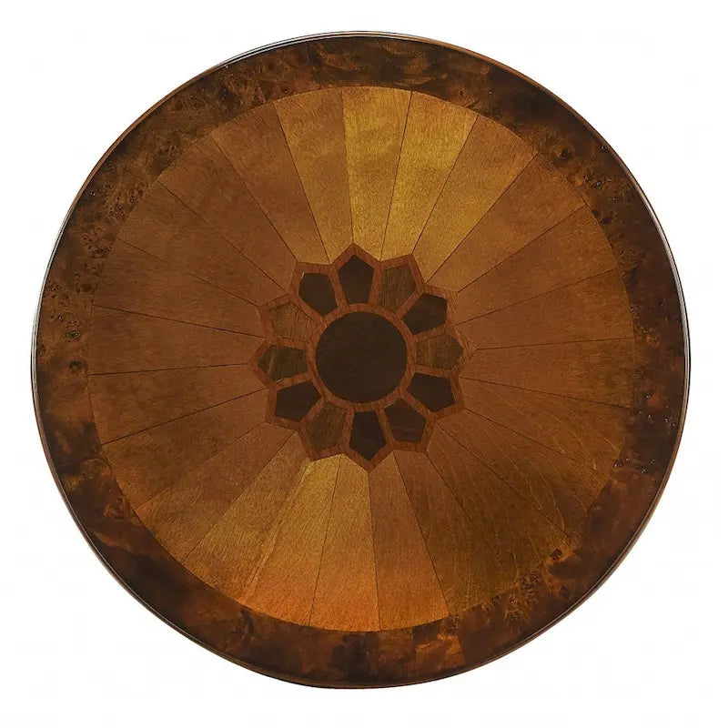 Table d'appoint ronde avec tiroir, brun moyen et frêne olivâtre, 1 personne