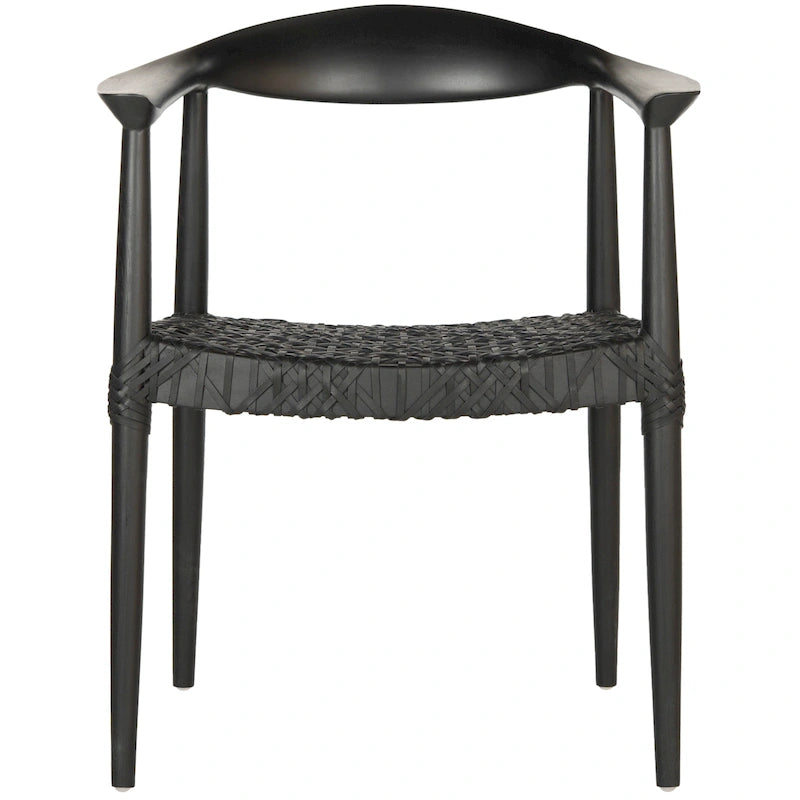 Chaise de salle à manger tressée avec accoudoirs noire / blanche / marron, à l'unité