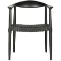 Chaise de salle à manger tressée avec accoudoirs noire / blanche / marron, à l'unité