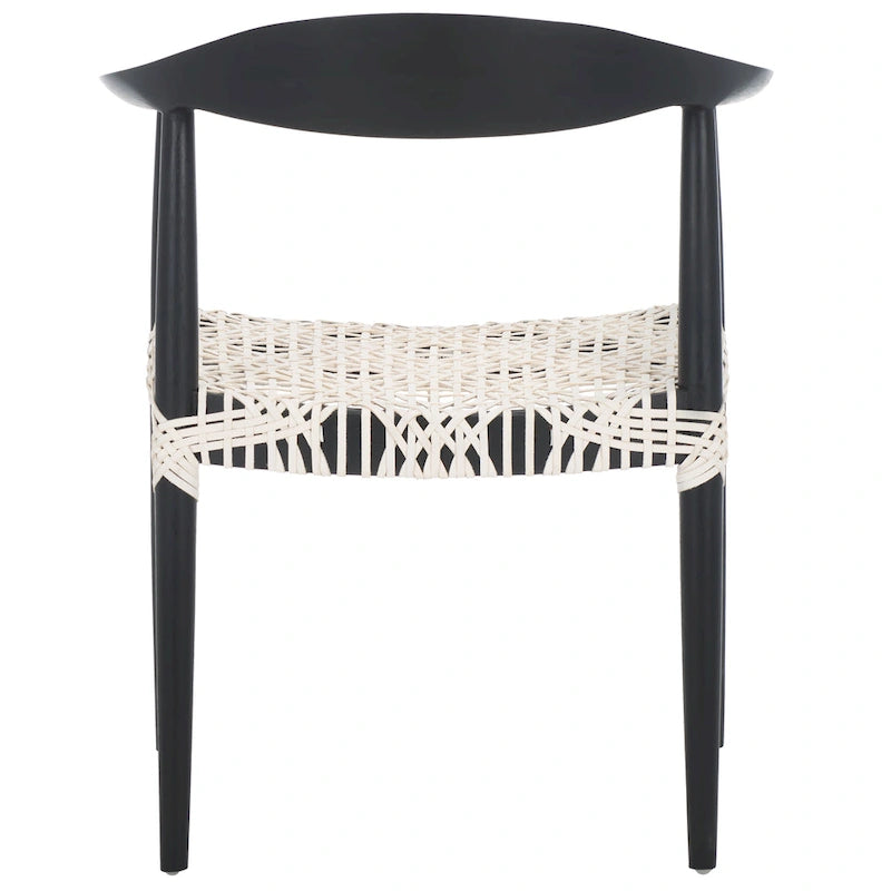 Chaise de salle à manger tressée avec accoudoirs noire / blanche / marron, à l'unité