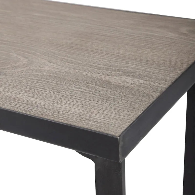 Console en placage de chêne naturel et fer forgé vieilli – Pièce unique