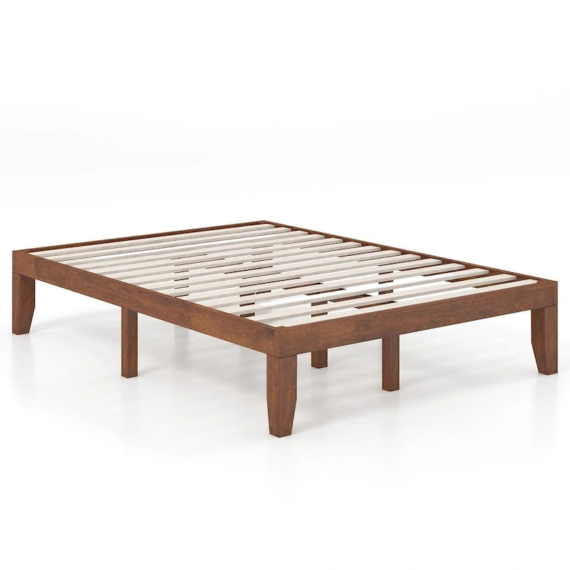 Cadre de lit plateforme bas en bois marron Grand lit – Lit simple/double