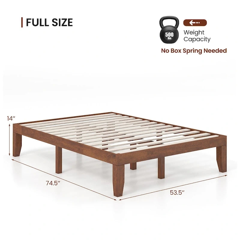 Cadre de lit plateforme bas en bois marron Grand lit – Lit simple/double