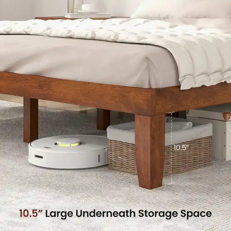 Cadre de lit plateforme bas en bois marron Grand lit – Lit simple/double