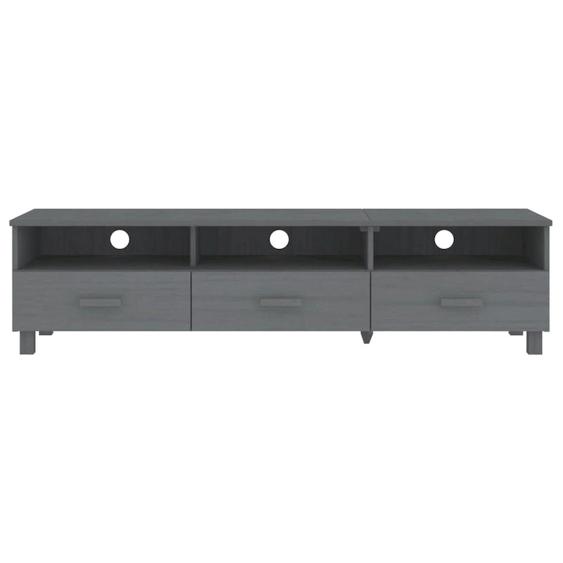 Meuble TV en pin massif gris foncé/gris clair avec 3 tiroirs et 3 compartiments – Simple