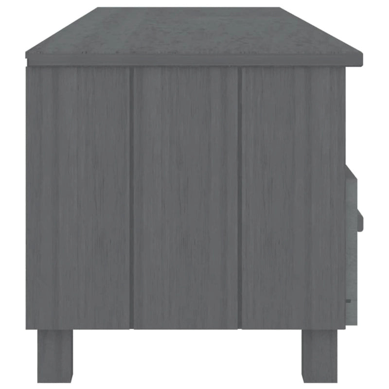Meuble TV en pin massif gris foncé/gris clair avec 3 tiroirs et 3 compartiments – Simple