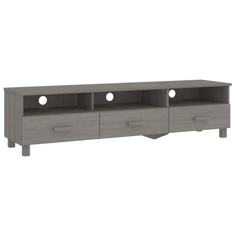Meuble TV en pin massif gris foncé/gris clair avec 3 tiroirs et 3 compartiments – Simple