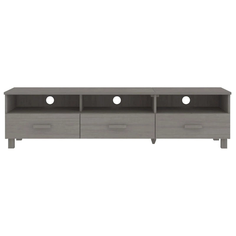 Meuble TV en pin massif gris foncé/gris clair avec 3 tiroirs et 3 compartiments – Simple