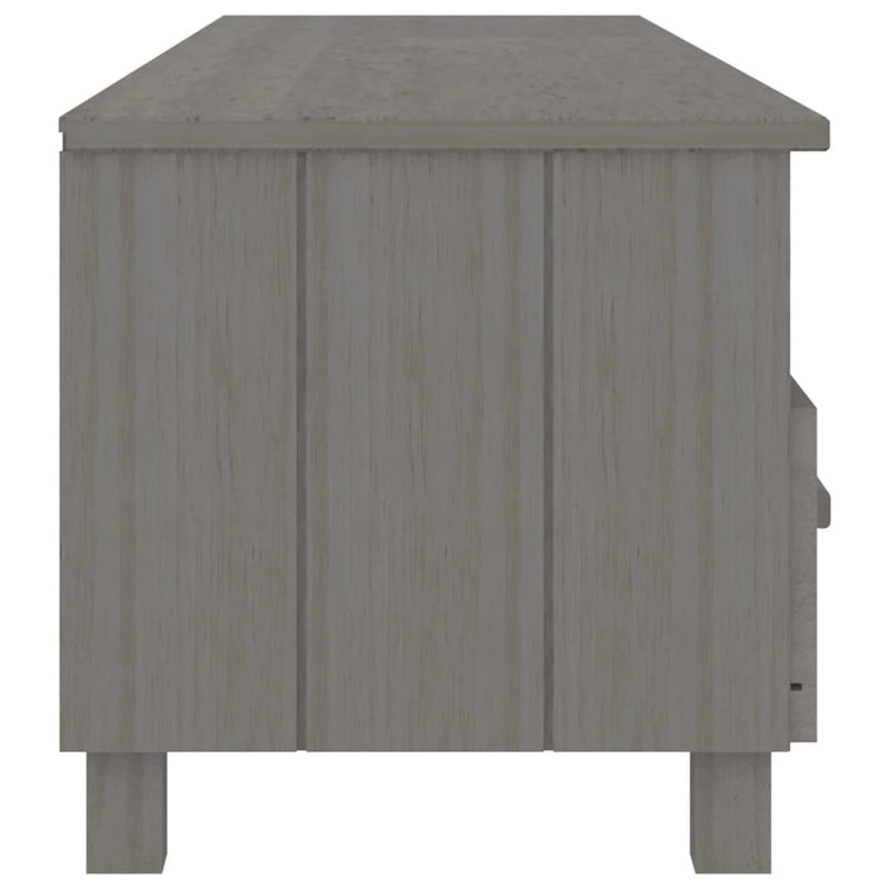 Meuble TV en pin massif gris foncé/gris clair avec 3 tiroirs et 3 compartiments – Simple