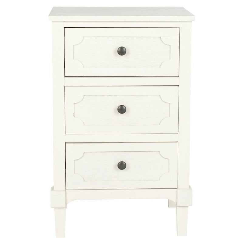 Commode de chevet à 3 tiroirs en pin gris/blanc – Utilisateur unique