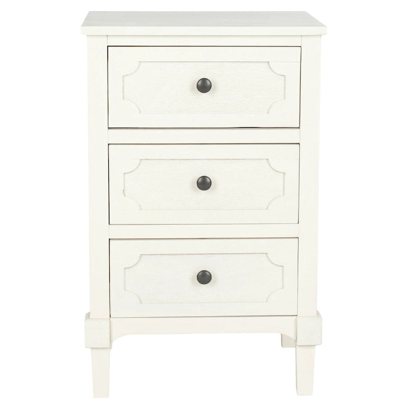 Commode de chevet à 3 tiroirs en pin gris/blanc – Utilisateur unique