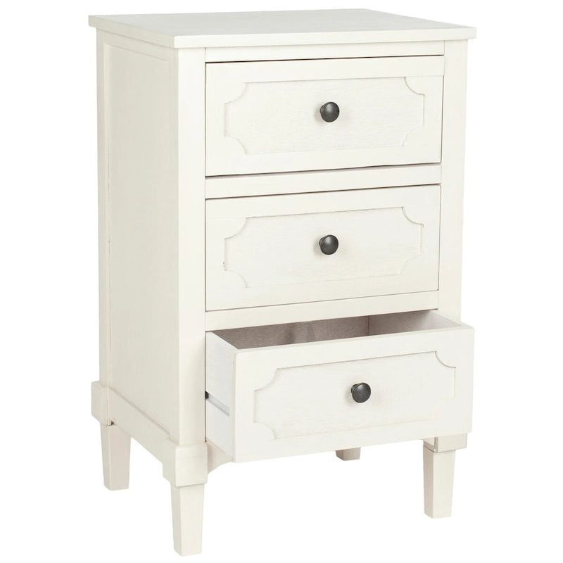 Commode de chevet à 3 tiroirs en pin gris/blanc – Utilisateur unique