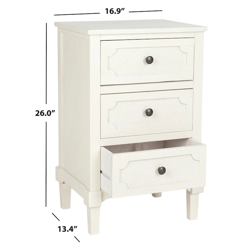 Commode de chevet à 3 tiroirs en pin gris/blanc – Utilisateur unique