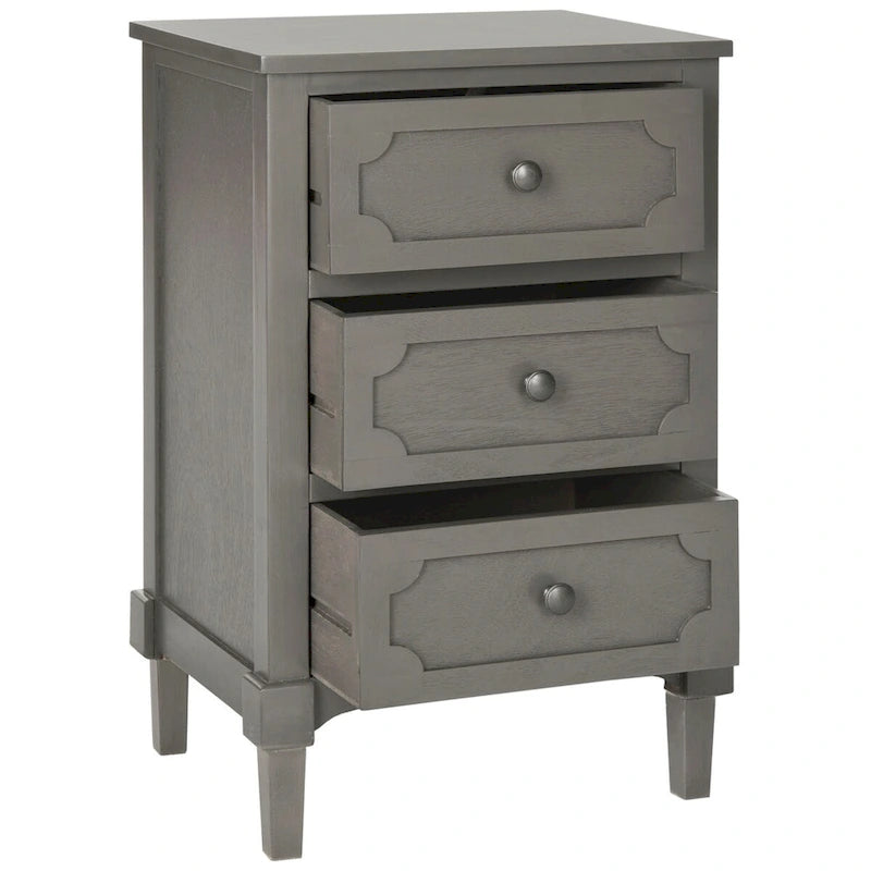 Commode de chevet à 3 tiroirs en pin gris/blanc – Utilisateur unique