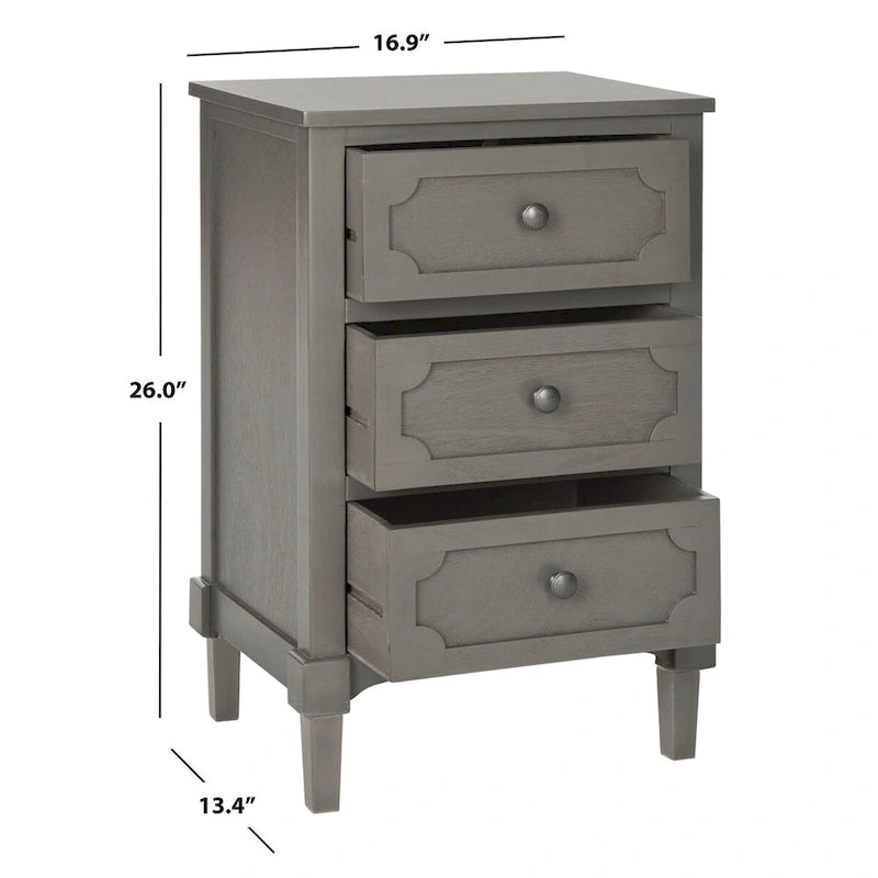 Commode de chevet à 3 tiroirs en pin gris/blanc – Utilisateur unique