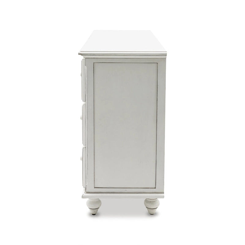 Commode 7 tiroirs blanche/bleue avec finition vieillie – Simple