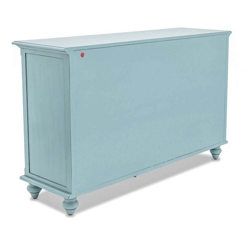 Commode 7 tiroirs blanche/bleue avec finition vieillie – Simple