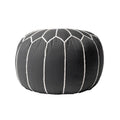 Pouf ottoman en coton de style marocain – Gris / Blanc / Bleu – Individuel