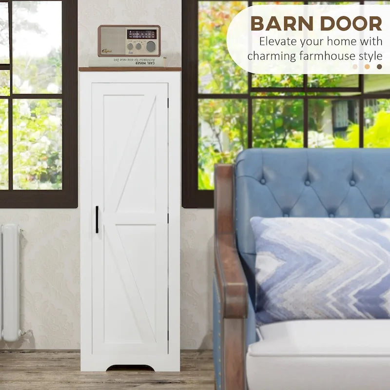 Meuble de rangement blanc à 4 niveaux de style ferme avec porte coulissante – Utilisateur unique