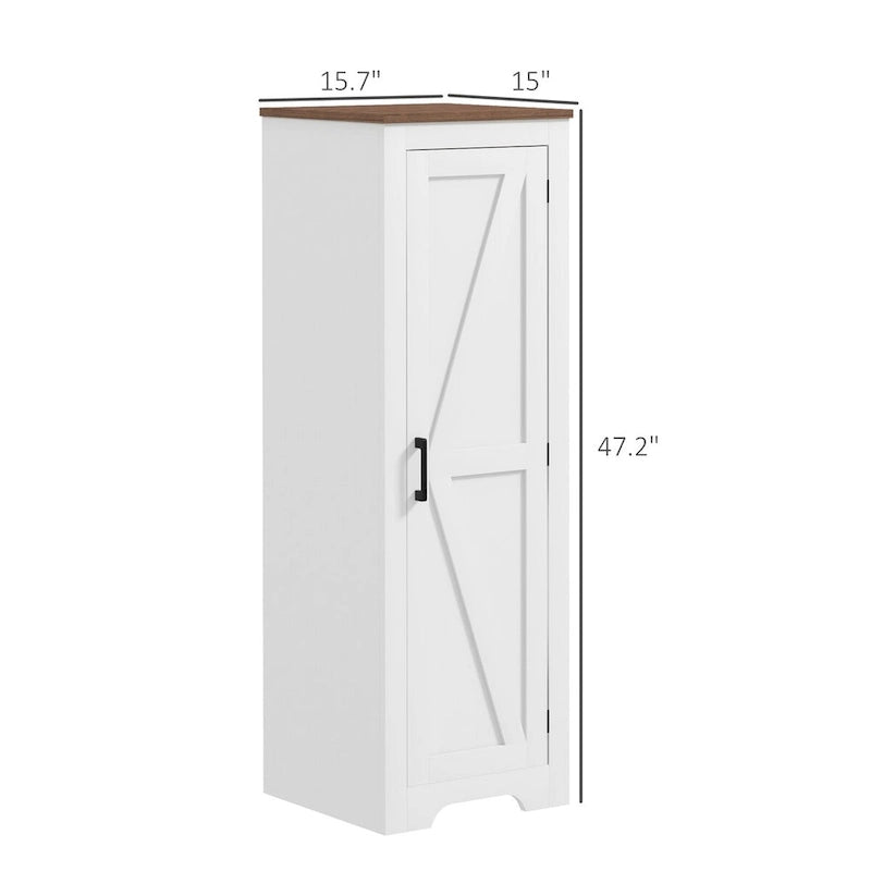 Meuble de rangement blanc à 4 niveaux de style ferme avec porte coulissante – Utilisateur unique