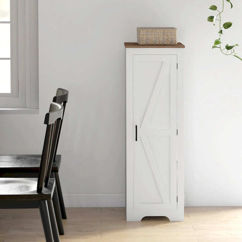Meuble de rangement blanc à 4 niveaux de style ferme avec porte coulissante – Utilisateur unique