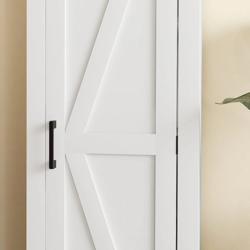 Meuble de rangement blanc à 4 niveaux de style ferme avec porte coulissante – Utilisateur unique