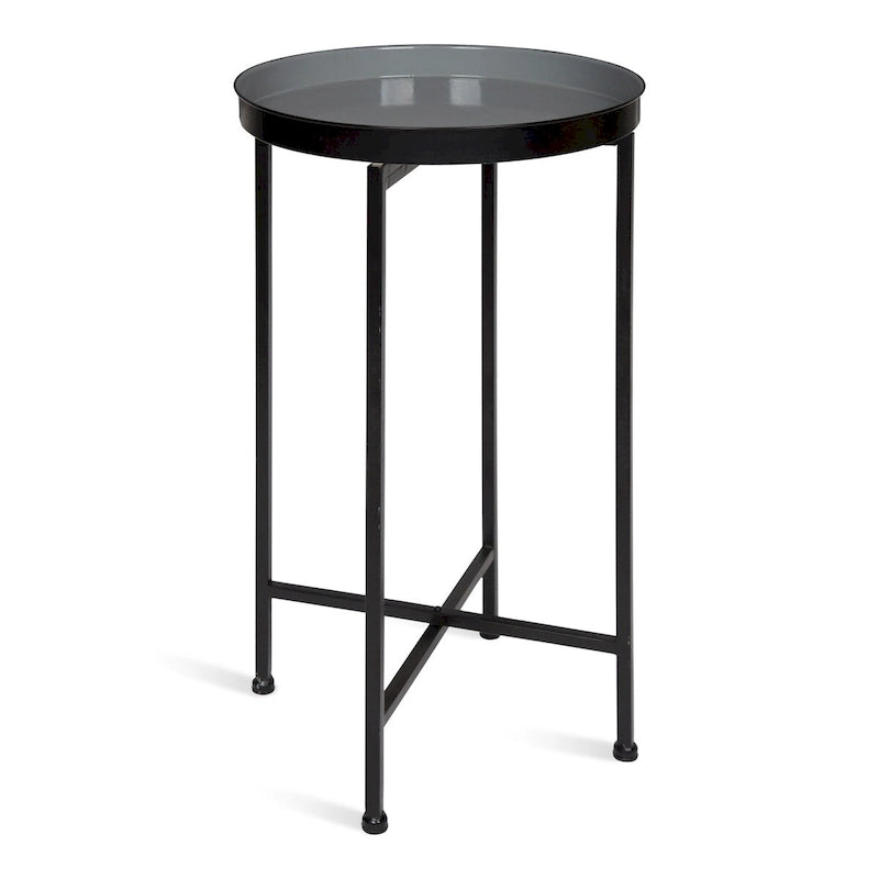 Table d'appoint pliante ronde en métal blanc / doré / miroir / gris – Une pièce