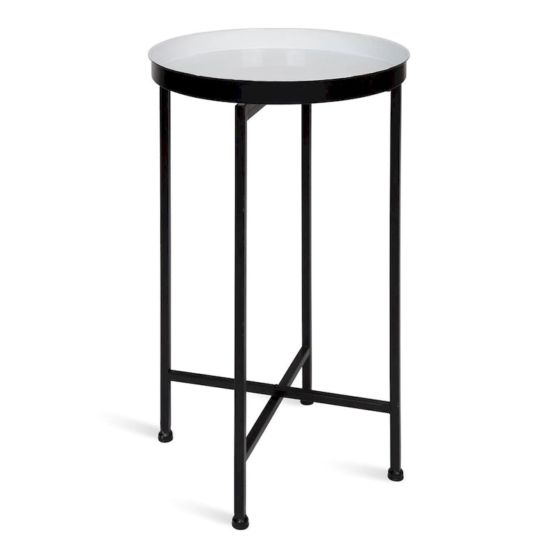 Table d'appoint pliante ronde en métal blanc / doré / miroir / gris – Une pièce