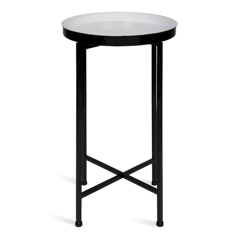 Table d'appoint pliante ronde en métal blanc / doré / miroir / gris – Une pièce