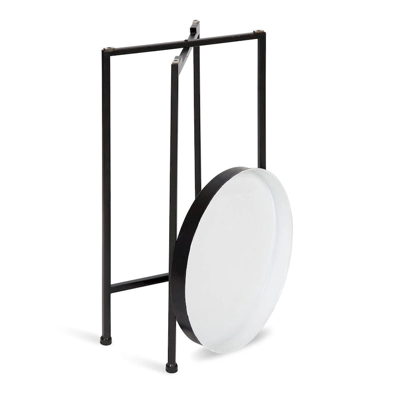 Table d'appoint pliante ronde en métal blanc / doré / miroir / gris – Une pièce