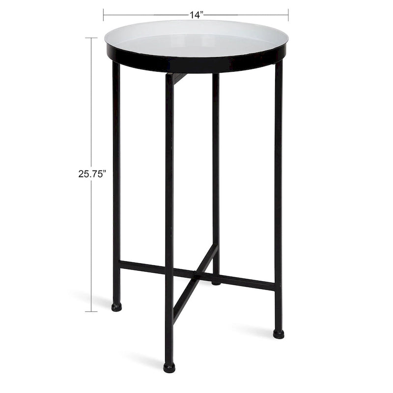 Table d'appoint pliante ronde en métal blanc / doré / miroir / gris – Une pièce
