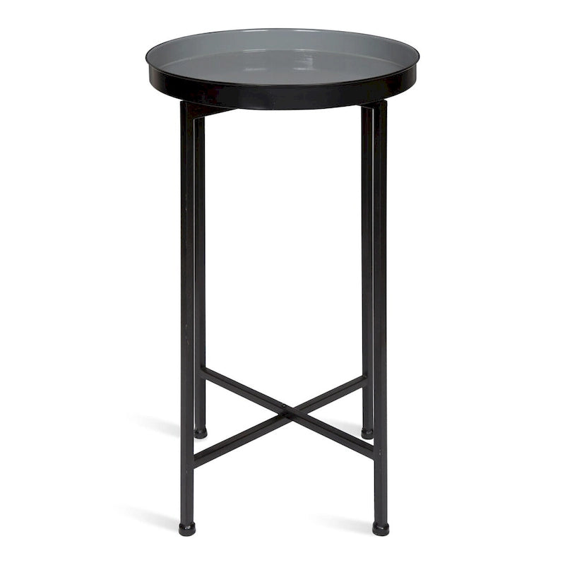 Table d'appoint pliante ronde en métal blanc / doré / miroir / gris – Une pièce