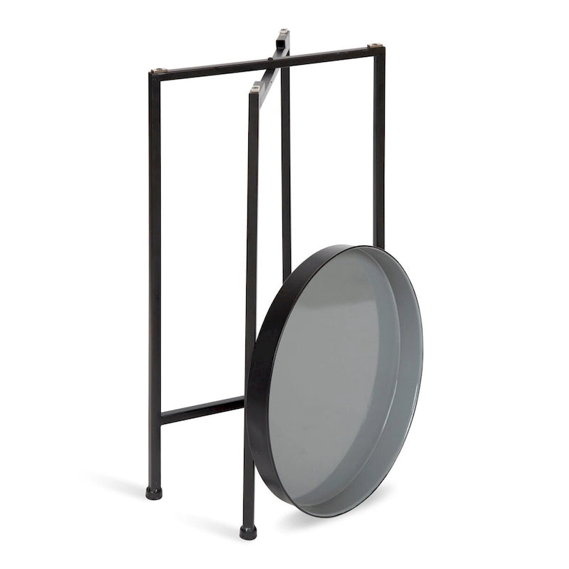 Table d'appoint pliante ronde en métal blanc / doré / miroir / gris – Une pièce
