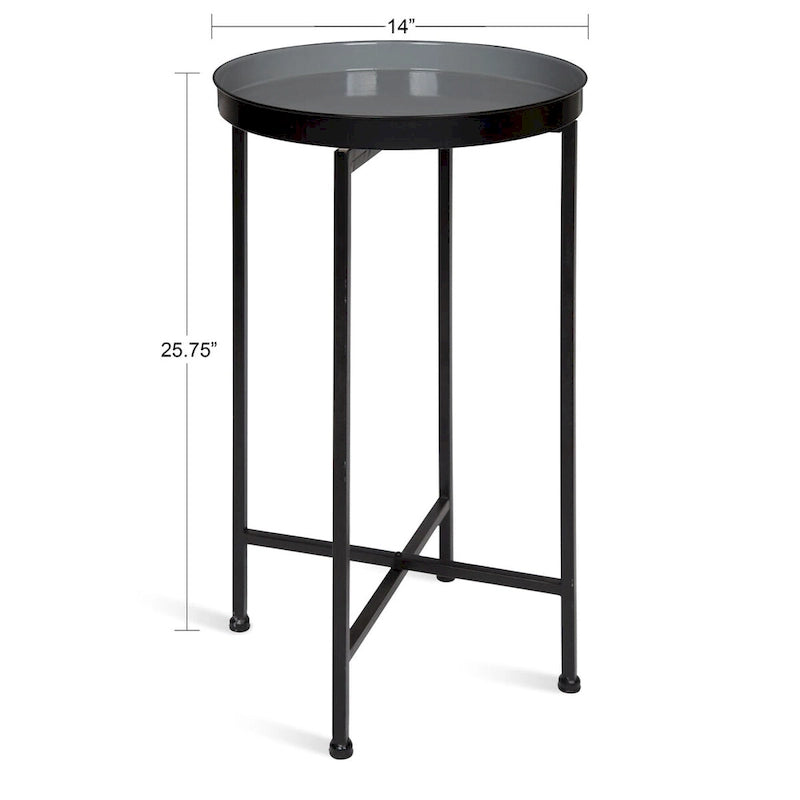 Table d'appoint pliante ronde en métal blanc / doré / miroir / gris – Une pièce