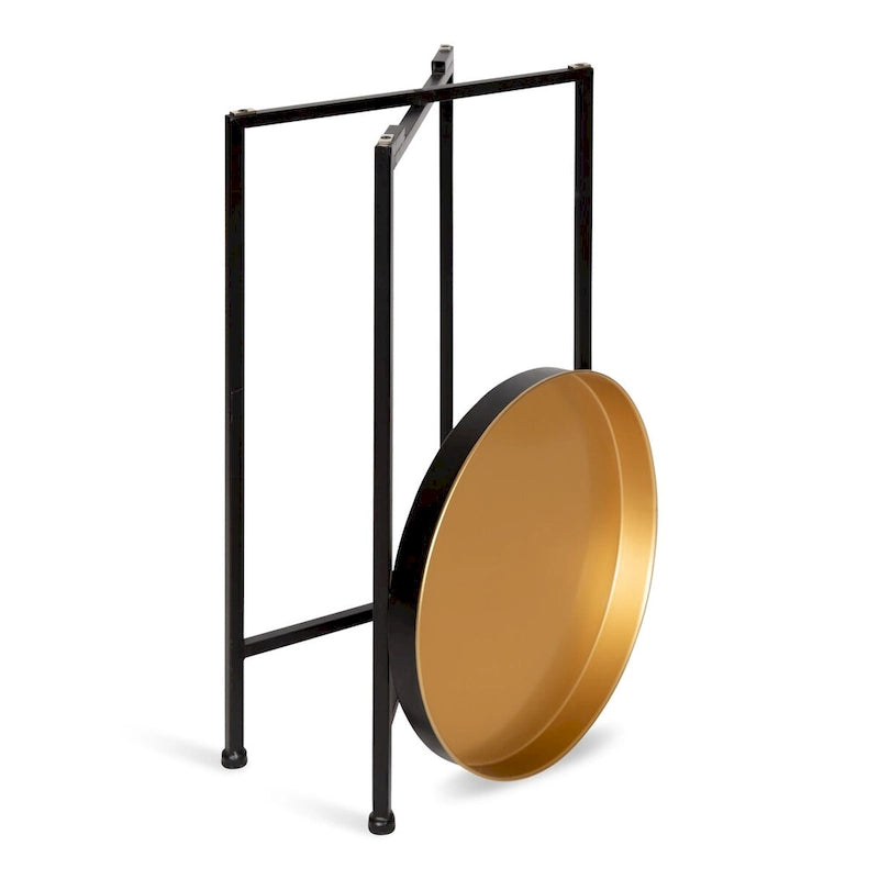 Table d'appoint pliante ronde en métal blanc / doré / miroir / gris – Une pièce