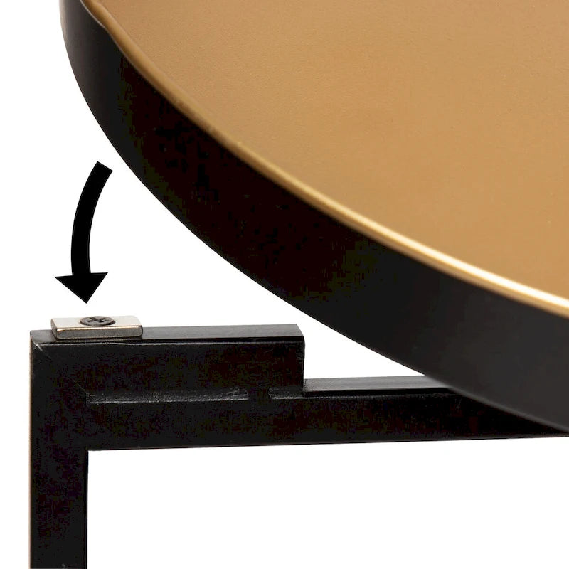 Table d'appoint pliante ronde en métal blanc / doré / miroir / gris – Une pièce