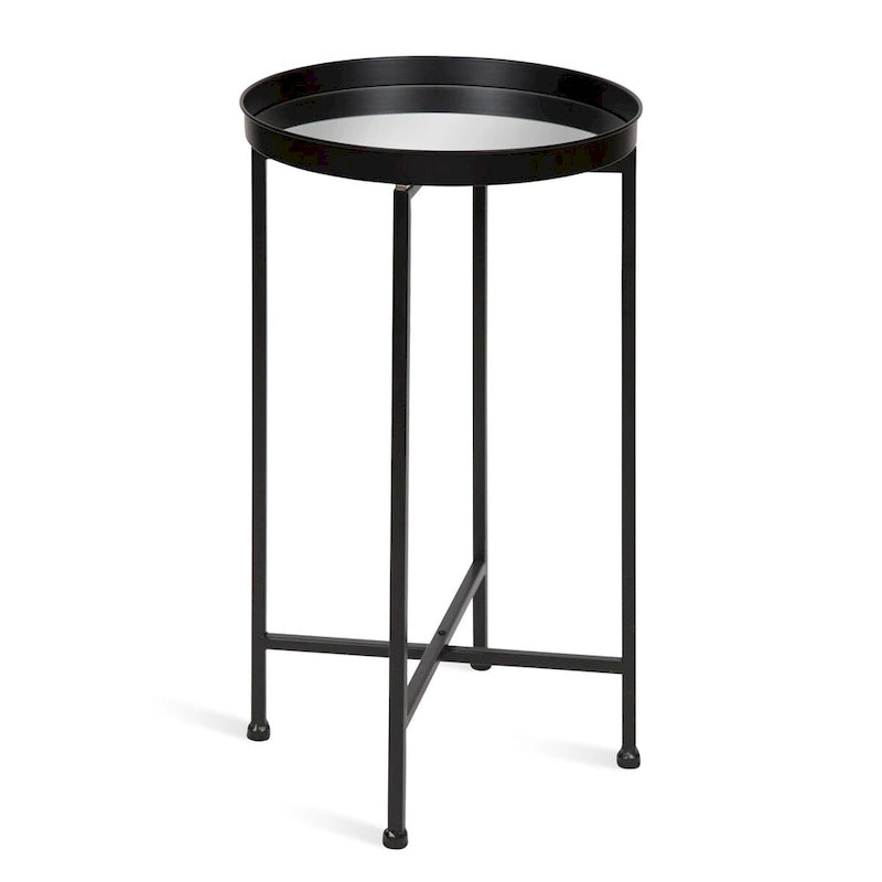 Table d'appoint pliante ronde en métal blanc / doré / miroir / gris – Une pièce