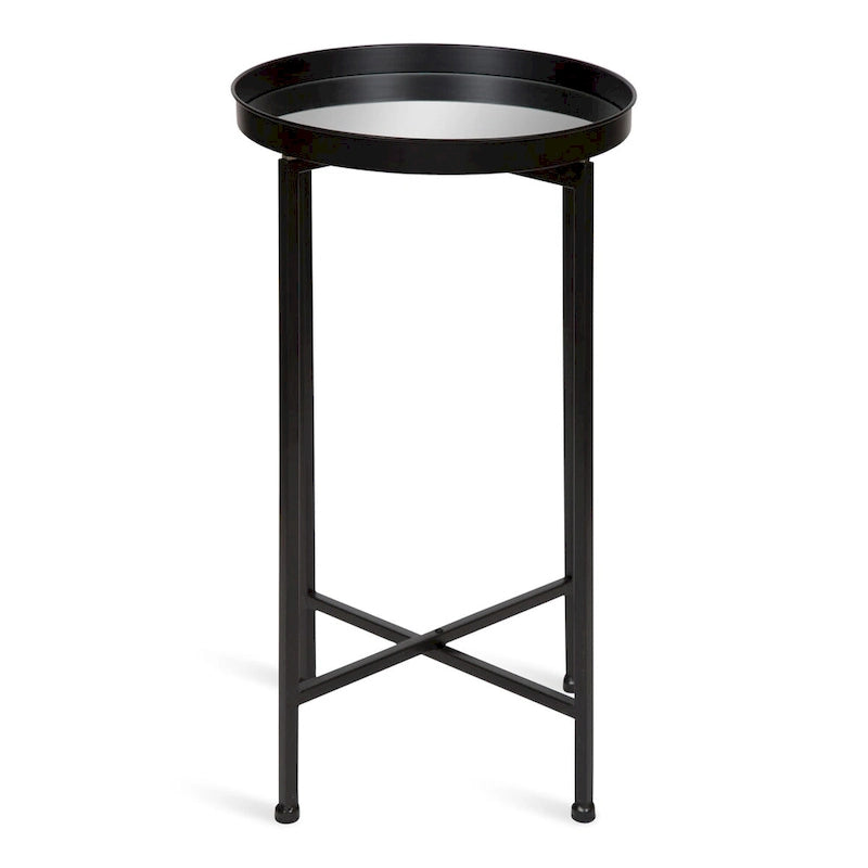 Table d'appoint pliante ronde en métal blanc / doré / miroir / gris – Une pièce